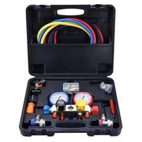 Rc-0323 8milelake 4 Way Ac Manifold Gauge Set For R134a R410a R404a R22 Refrigeration Charging