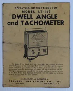 At-162 Accurate Instrument Co. Dwell Angle And Tachometer Model Manual Operating Instructions