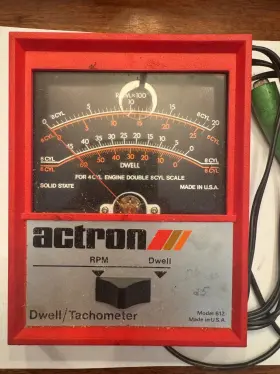 6112 Actron Dwell Tachometer 612 Box Manual Black Vintage Made In Usa Used
