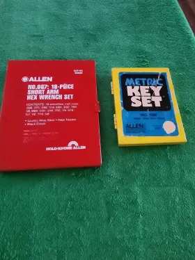 Allen No.56026 No.85010 Key Sets 1-18pc Sae And 1-8pc Metric Sizes Vtg Tool Kits Metal Carrying Case