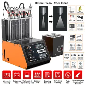 Anj600 Ancel Gdi Piezo Fuel Injector Cleaner And Tester 6-cylinder Ultrasonic Cleaning Machine