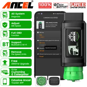 Hd200 Ancel Bluetooth Heavy Duty Truck Scanner Adjust Speed Limit Idle Diagnostic Tool