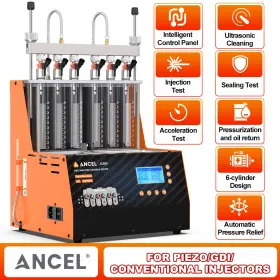 6-cylinders Ancel Jc600 Fuel Injector Cleaner Tester Ultrasonic Cleaning Machine Car Motorycle