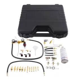 Kmow3r Bfo 34pcs Fuel System Service Kit For Gas Vehicles With Pressure Gauge 0-220psi