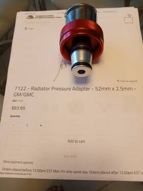 Cta Tools Cta7122 Mac Coolant System Adapter #cta 7122 For Gm/gmc 2017 And Up 52mm X 2.5mm