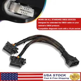Egqp0084 Eg-auto Obd Ii 2 16 Pin Splitter Extension Cable Male To Dual Female Y Adapter Egqp0084 Eg-auto Obd Ii 2 16 Pin Splitter Extension Cable Male To Dual Female Y Adapter