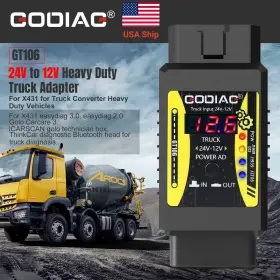 L01so659 Godiag Gt106 24v And 12v Heavy Duty Truck Adapter For X431 Easydiag/ Golo/thinkcar/diagun