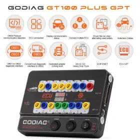 W01so537-c Godiag Gt100 Plus Gpt 24v-12v Obd Ii Break Out Box E-cu Connector Auto Tools