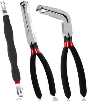 Hehiple He-68 8 Inch 60-degree Electrical Disconnect Pliers Set 3-piece Angled Push Tab Black