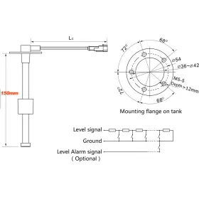 0-190oh Kus 220871x 150-600mm Fuel Sending Unit Boat Marine Car Tank Level Sender Sensor