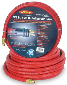 Leg-hre3850rd2 Legacy Manufacturing Company Hre3850rd2 Workforce Air Hose 3/8 Inch X 50 Ft. 1/4 Fittings Rubber Red
