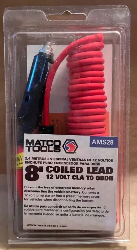 Ams28 Matco Tools 8ft Coiled Lead 12 Volt Cla To Obdii
