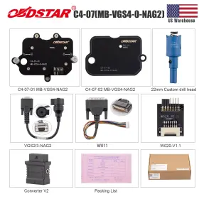 Mb-vgs4-0-nag2 Obdstar W01sk459-full C4-07 Adapter Full Kit Work For X300 Classic G3 / Dc706