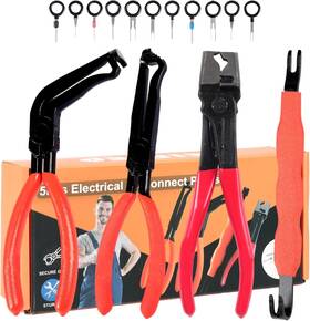 Peiaiep 701555281967 5 Pieces Electrical Disconnect Pliers And Connector Set Red