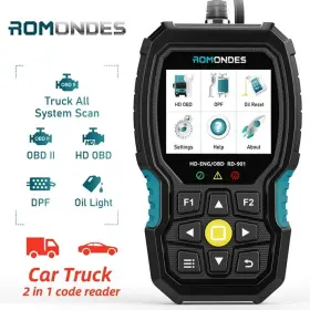 Rd901 Romondes Heavy Duty Truck Obd Scanner All System Diesel Code Reader Dpf Regen Oil Light