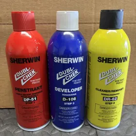 D-106 Sherwin Dp-51 Dr-62 Dubl-chek Dye Penetrant 3 Step Set Weld Crack Detect