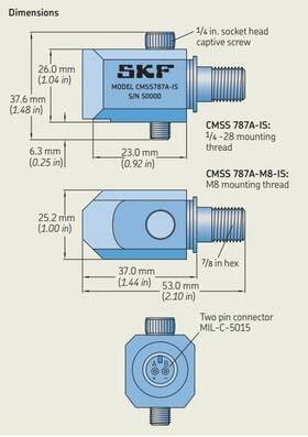 Skf 787a-is Cmss Agency Approved Accelerometer With Side Exit Intrinsically Safe