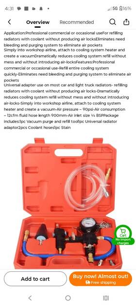 Temu Tt10452702 Coolling System Pneumatic Vacuum Refill Kit Can Customize End Fittings. Lot Of 3