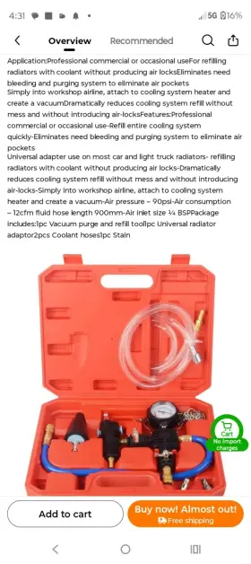 Tt10452702 Temu Coolling System Pneumatic Vacuum Refill Kit Can Customize End Fittings. Lot Of 3