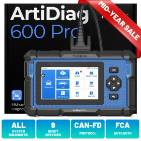 Artidiag500 Topdon 850028162606 Ad600s Pro Car Code Reader Obd2 Full System Scanner Abs Srs Tpms Support