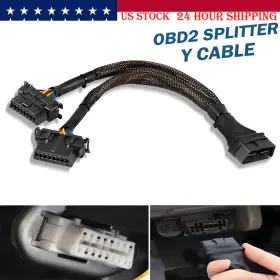 Vsqp0084 Vsshop For Obd Ii 2 16pin Splitter Extension Cable Male Dual Female Y Adapter