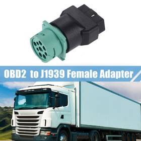 X Autohaux 786527496389 1pcs 16pin Obd Male Adapter To 9pin J1939 Female Diagnostic Connector