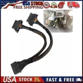 B6-obd2 X Autohaux For Obd Ii 2 16 Pin Splitter Extension Cable Male To Dual Female Y Adapter