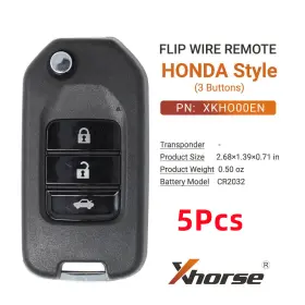 Xkho00en Xhorse Sa1683-1 5pcs/lot Wire Remote Key Fit For Honda Flip 3 Buttons English