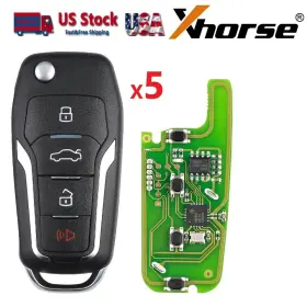 Xkfo01en Xhorse Sa1836-1 5pcs Wire Remote Key Fit For Ford Condor Flip 4 Buttons