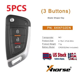 Xkkf02en Xhorse Sa1986-1 Wire Remote Key Knife Flip 3 Buttons Universal Car
