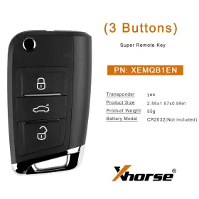 Xemq.b1en Xhorse Sa1987-1 Universal Super Remote Key Mq.b Flip Style 3button For Vvdi Max
