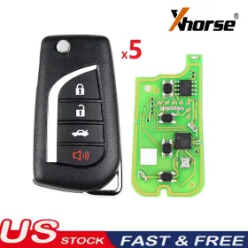 Xkto10en Xhorse Sa1991-1 5pcs Wire Remote Key Fit For Toyota Flip 4 Buttons