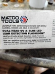 Matco Tools Dual Head Uv & Blue Led Leak Detection Flashlight New- Box Oil Stain. Price: $30.00.