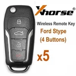 5 Xhorse Universal Wireless Flip Remote Key Ford Style 4 Buttons XNFO01EN New. Price: $59.95.