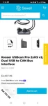 Kvaser Usbcan Light 2XHS New Without Box Half Price! Open. Price: $499.95.