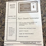 Sears Tach Dwell Rpm Usa #161 216500 Operating Manual New. Price: $10.00.