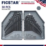 30 Pcs Hex Key Allen Wrench Set With Case Inch And Metric Combo Gray New. Price: $14.99.